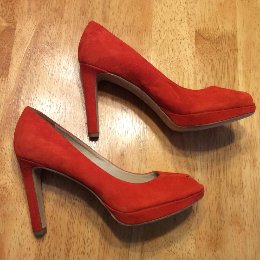 Via Spiga Red Suede High Heel Pumps